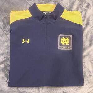 Notre Dame Pullover Under Armour Mens Sz L Navy Quarter Zip Fighting Irish ND